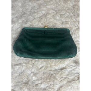 Vintage Magid for Bonwit Teller Emerald Green Clutch Purse Handbag with Rhinesto